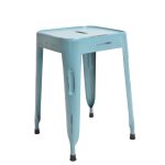 Vintage Metal Accent Stool – Sky Blue