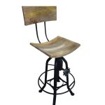 Industrial Adjustable Wooden Bar Stool