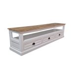 Classic Wooden TV Cabinet with Storage – White & Natural Finish