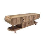 Solid Wood Rounded Edge TV Cabinet with Dual Drawer Storage
