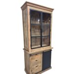 Industrial Mango Wood Buffet & Hutch with Glass Doors