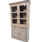 Classic Light Mango Wood Buffet & Hutch with Glass Doors