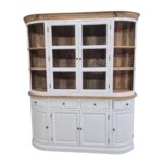 Curved White Buffet & Hutch with Glass Doors