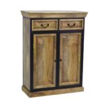 Industrial Mango Wood 2-Door Cabinet with Drawers