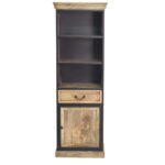 Industrial Mango Wood Tall Cabinet with Shelves & Drawer
