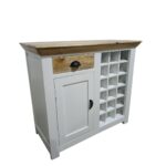 White Wood Wine Cabinet with Bottle Rack
