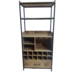 Industrial Mango Wood Bar Cabinet with Wine Rack