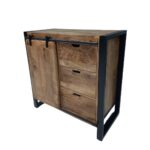 Industrial Mango Wood Compact Sideboard with Sliding Door
