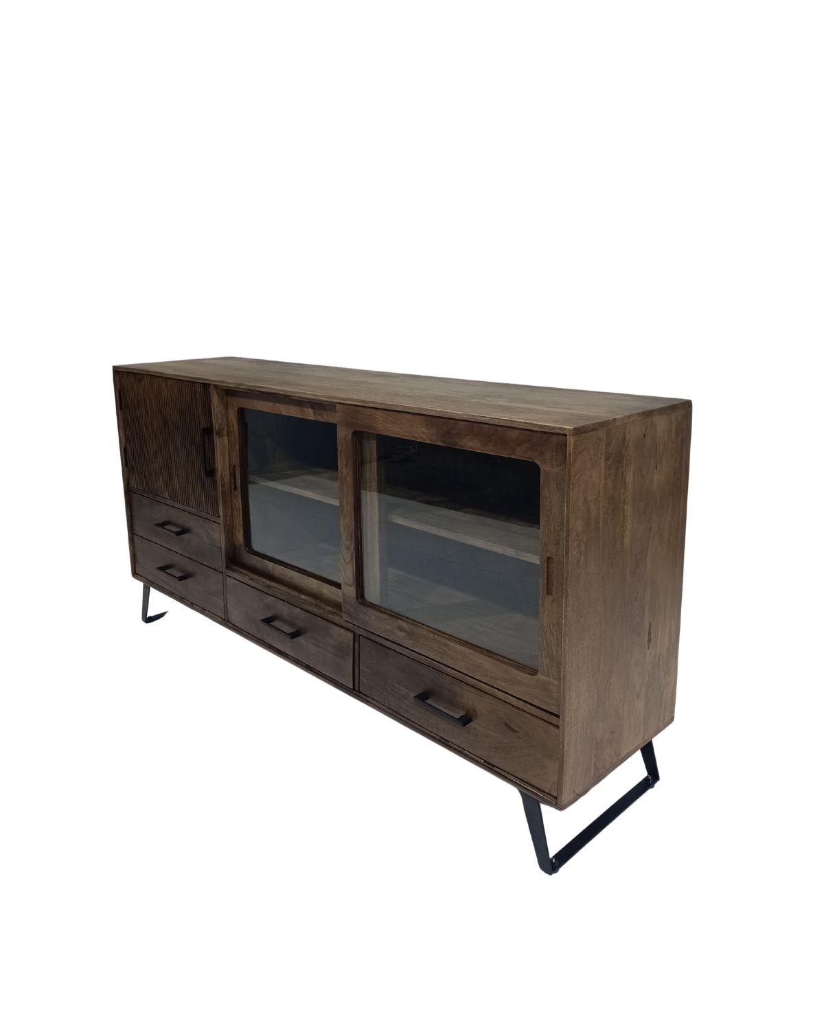 47 Modern Mango Wood Sideboard with Sliding Glass Doors - Image 1