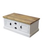 White Coffee Table Cabinet with Drawers