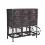 Industrial Metal Multi-Drawer Cabinet with Wire Baskets