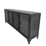 Industrial Metal Sideboard Cabinet with Mesh Doors