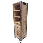 Industrial Mango Wood Tall Cabinet with Shelves & Drawers