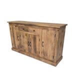 Rustic Mango Wood Sideboard Cabinet with 4 Doors & 2 Drawers