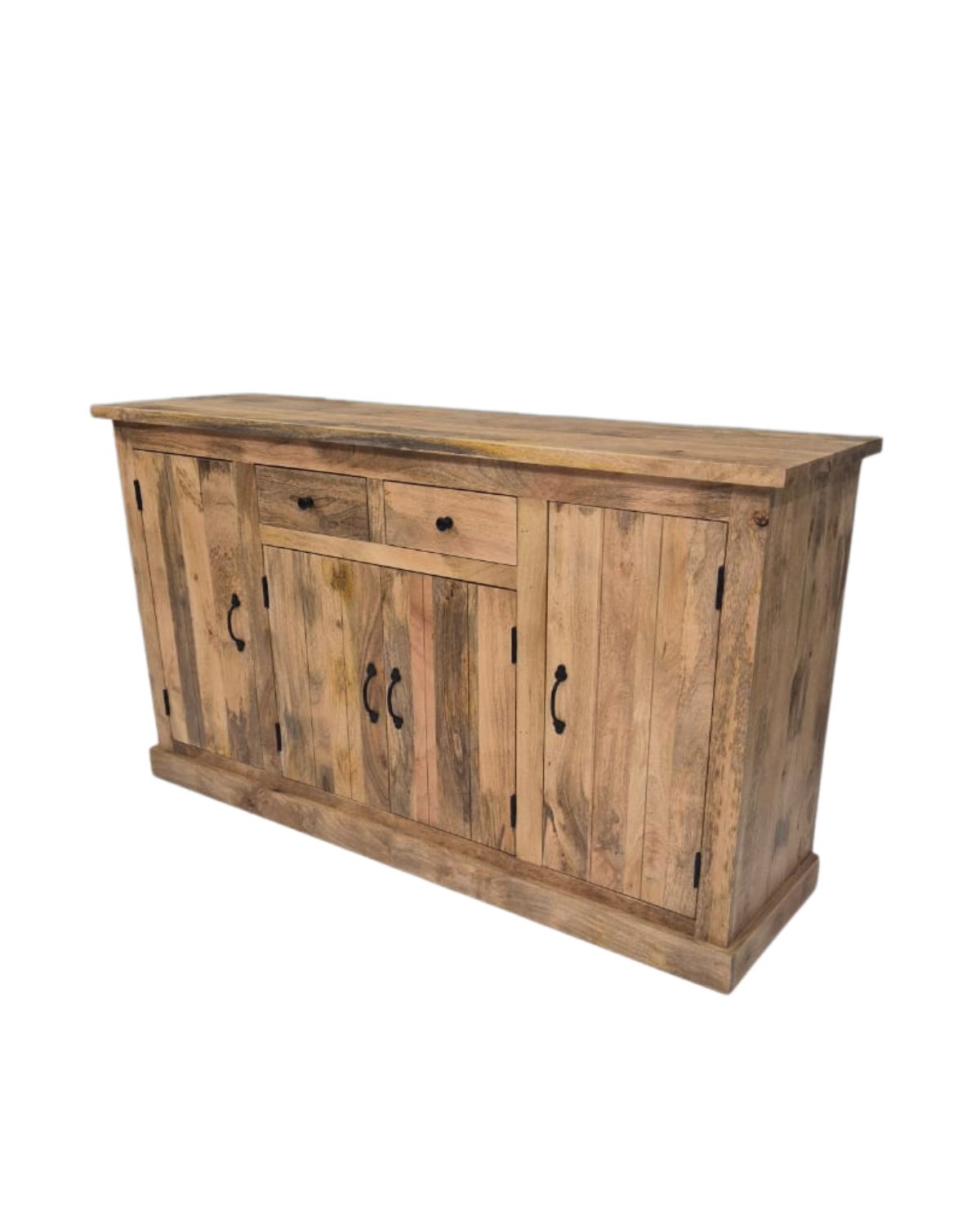 66 Rustic Mango Wood Sideboard Cabinet with 4 Doors & 2 Drawers - Image 1