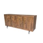 Textured Mango Wood Sideboard Cabinet with Carved Front