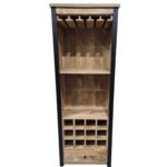Industrial Mango Wood Wine Cabinet with Glass Rack