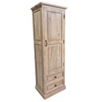 Classic Solid Wood Tall Cabinet with 2 Drawers