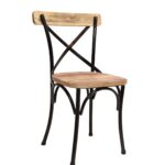 Industrial Cross Back Dining Chair with Solid Wood Seat