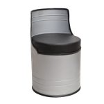 Drum Style Metal Accent Chair with Padded Seat