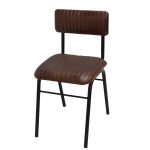VB Crafts Retro Ribbed Leather Dining Chair