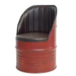 Industrial Drum Accent Chair – Red & Brown