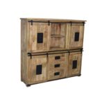 Vintage Mango Wood Sliding Door Buffet Cabinet