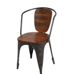 Industrial Curved-Back Metal & Wood Chair