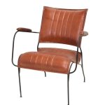 Vintage Leather Lounge Chair with Iron Frame