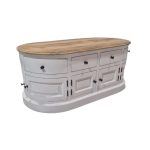 Premium Oval Solid Wooden Drawer with Multi-Storage & White Finish