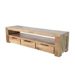Solid Mango Wood Minimalist Long TV Cabinet