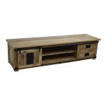 Industrial Sliding Door Solid Wood TV Cabinet