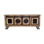Industrial Locker-Style Solid Wood TV Cabinet