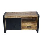 Industrial Mango Wood & Metal Compact TV Cabinet