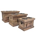 Wooden Pet Feeder Stand – Set of 3 with Stainless Steel Bowls