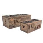 I ❤️ Pet  Wooden Double Bowl Feeder Stand