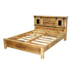 Rustic Sliding-Door Wooden Bed Frame