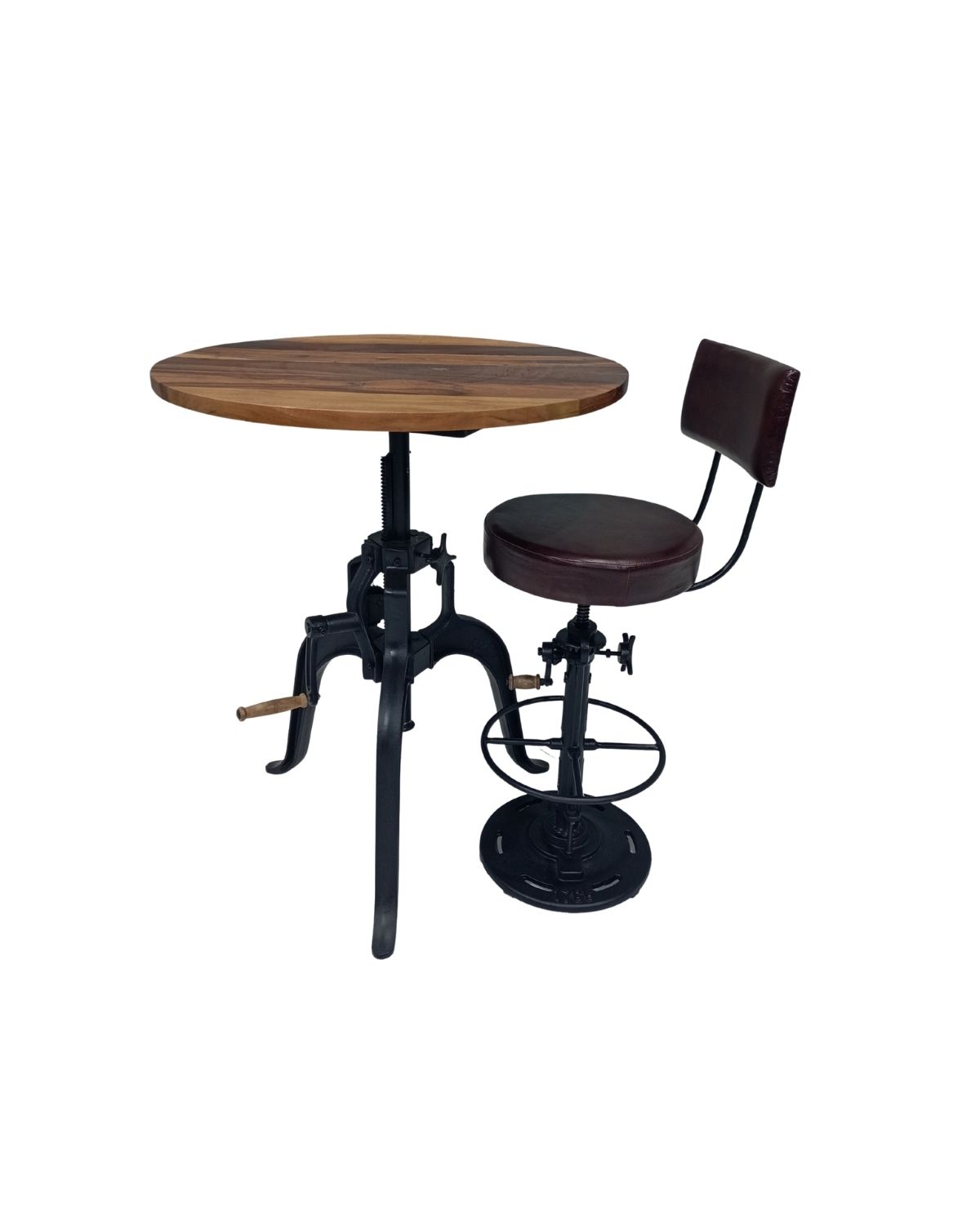 340 Industrial Cast Iron Adjustable Table & Chair Set - Image 1