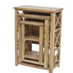 Solid Wood Nesting Table Set – Handcrafted 3-Piece Wooden Side Tables