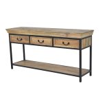 Industrial Mango Wood Console Table with Metal Frame & Storage Drawers