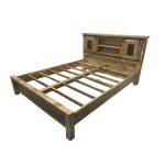 Rustic Mango Wood Storage Bed with Sliding Headboard Cabinets