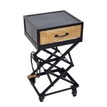Industrial Adjustable Crank Side Table with Drawer