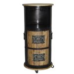 Jack Daniels Barrel Bar Cabinet – Rustic Round Mini Bar on Wheels