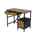 Industrial Mango Wood Work Desk with Storage – Metal Frame Office Table