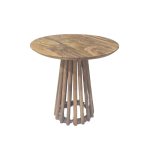 Round Mango Wood Accent Table – Modern Spindle Base Design