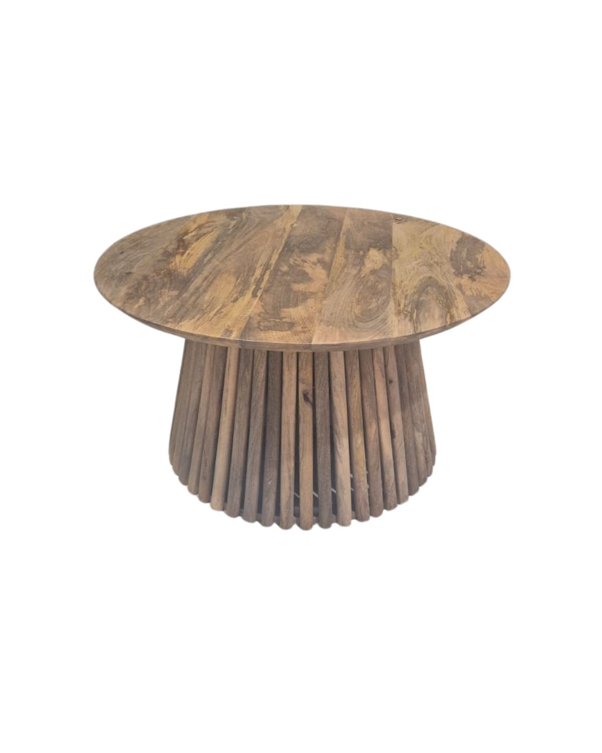 413 Round Mango Wood Coffee Table – Spindle Base Design - Image 1