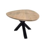 Modern Teardrop Wood Dining Table with Metal Base
