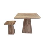 Solid Wood Square Table Set with Flared Pedestal Base (Set of 2)