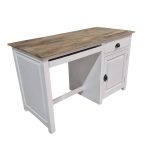Classic Wooden Office Desk with Storage – White & Natural Finish