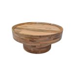 Round Solid Wood Pedestal Coffee Table